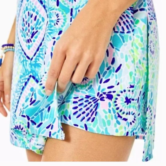 Lilly Pulitzer Pearl Romper Dress Blue Ibiza Open Water Gold Chain NWT - Picture 5 of 9